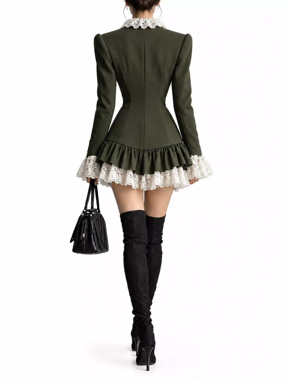 Lace Trim Blazer Dress