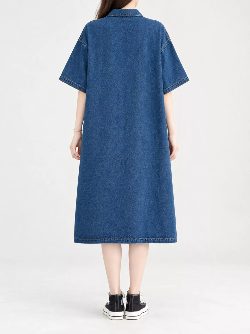 Button Front Denim Shirt Dress