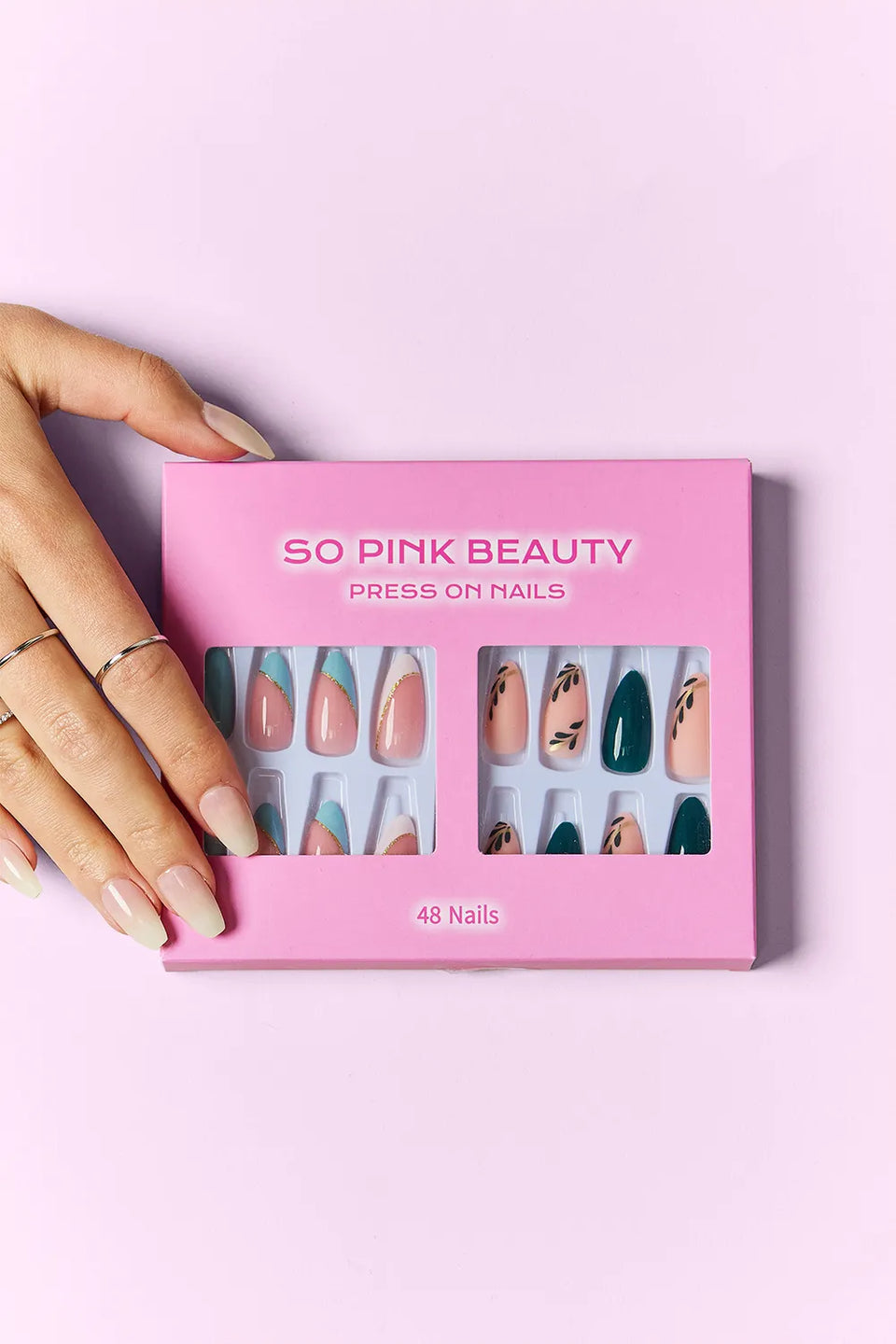 SO PINK BEAUTY Press-On Nails 2-Pack – Marbled Magic, Lover Girl, Dreamy, Heartbreaker