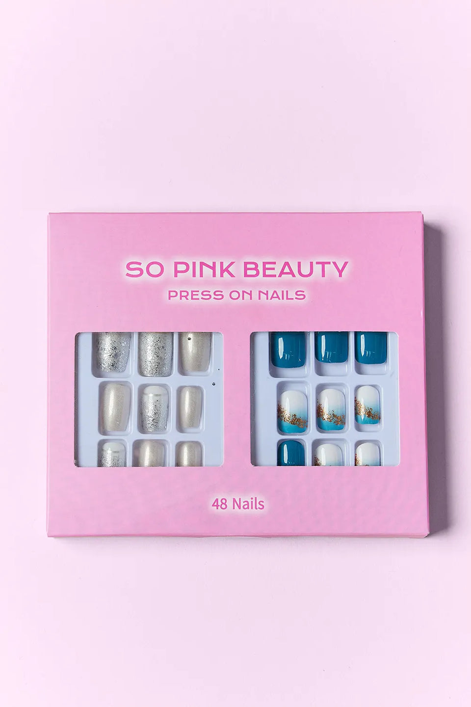 SO PINK BEAUTY Press-On Nails 2-Pack – Elegance, Nova, Ocean Pearl, Pretty in Pink, French Fantasy