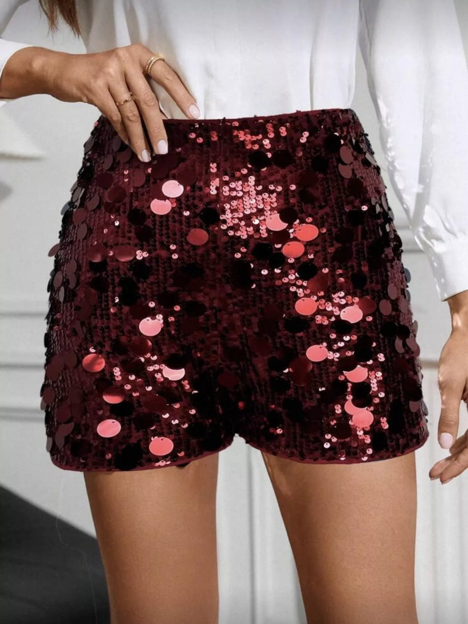 High-Waisted Sequin Shorts