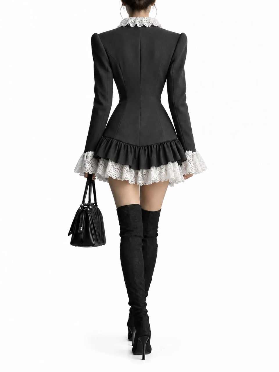 Lace Trim Blazer Dress