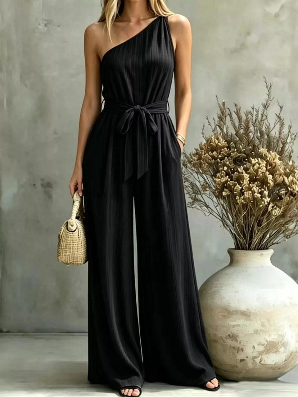 One-Shoulder Wide-Leg Jumpsuit
