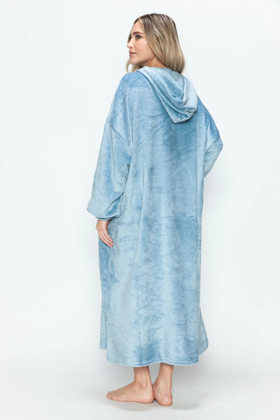 Double Take Pocketed Hooded Midi Lounge Dress