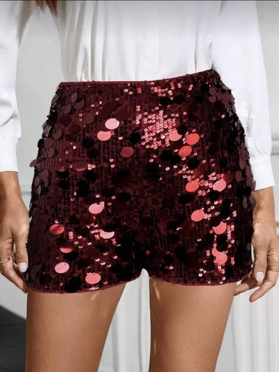 High-Waisted Sequin Shorts