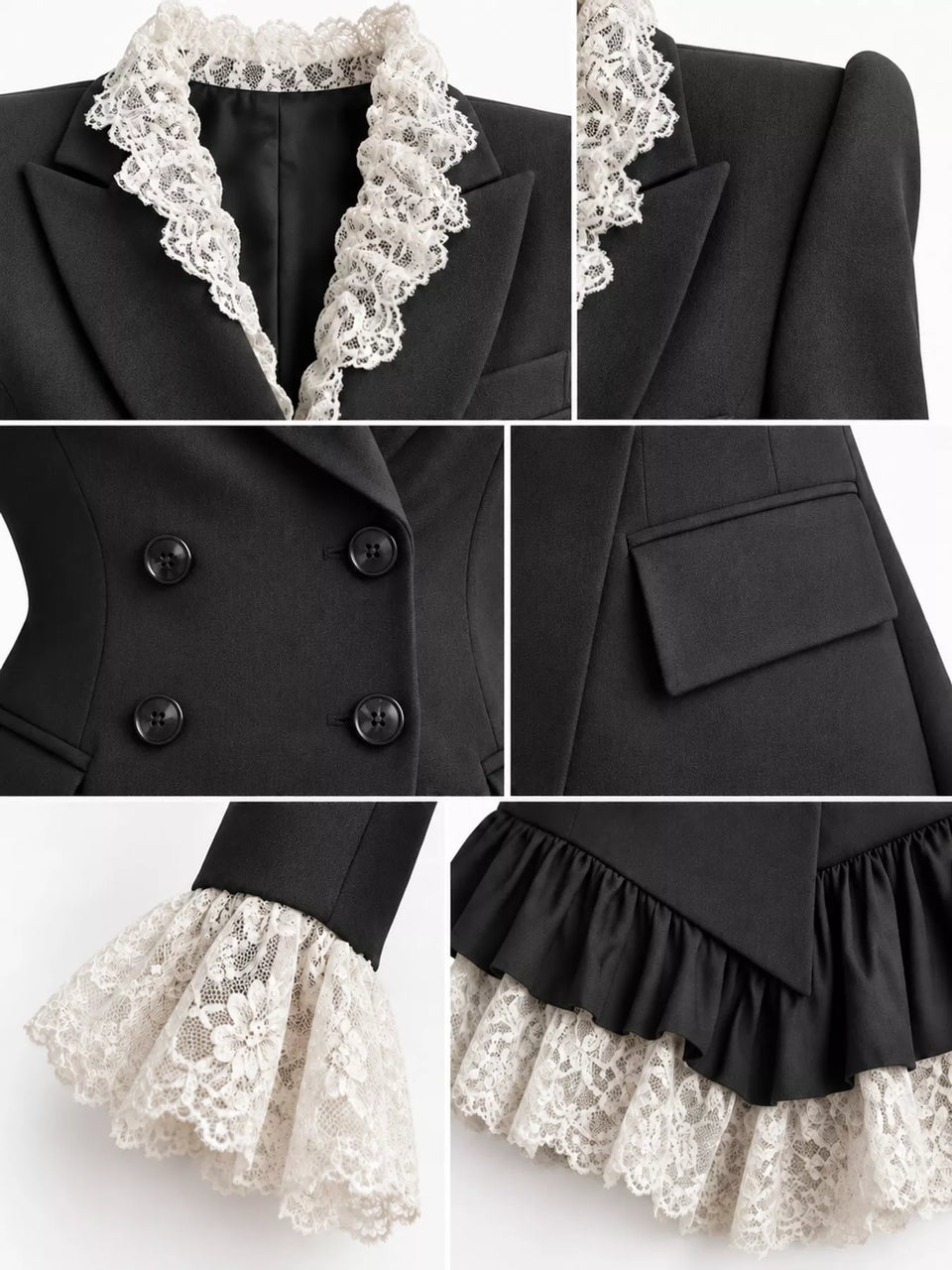 Lace Trim Blazer Dress