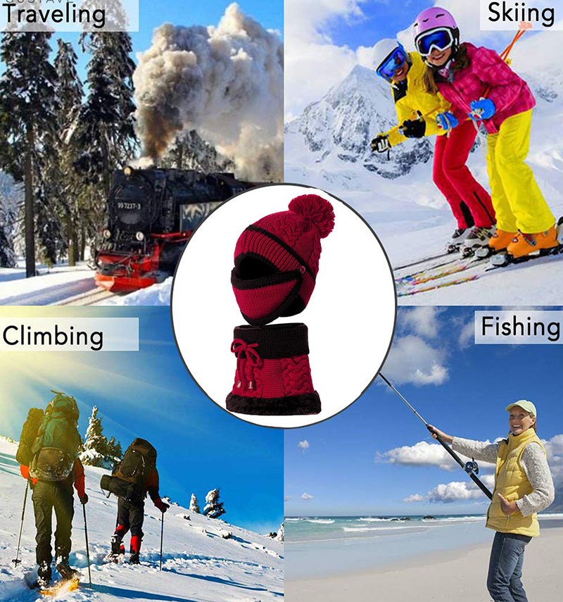 Stickat vinterset i 3 delar – mössa, halsduk och vantar