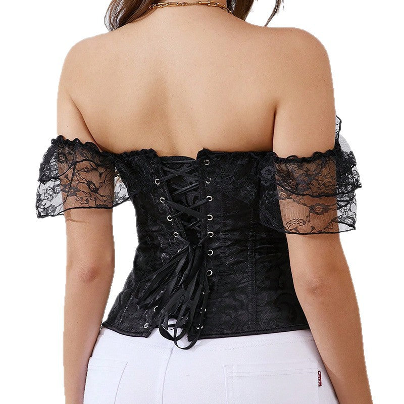 Svart off shoulder-korsett i spets