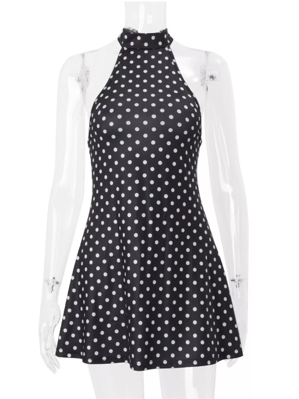 Vintage Polka Dot Halter Neck Mini Dress