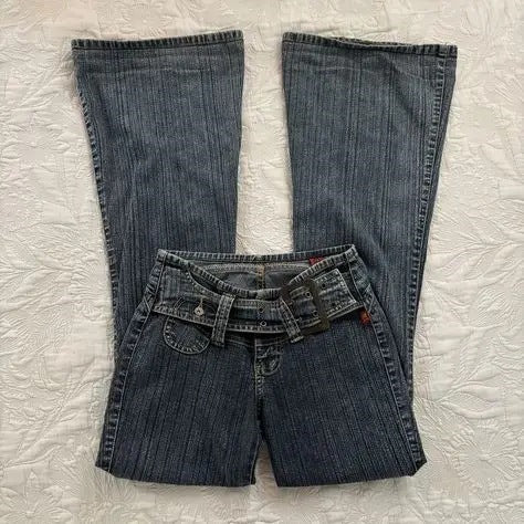 Retro bootcut-jeans med låg midja