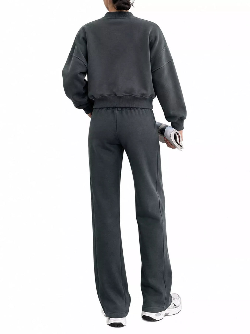 Casual Zip-Up Jacket and Wide-Leg Sweatpants Set