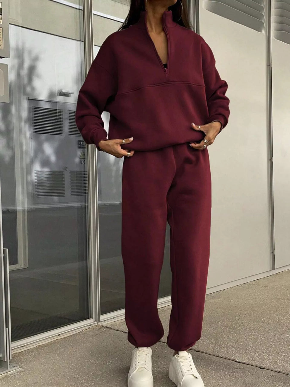 Half-Zip Sweatshirt and Joggers Set
