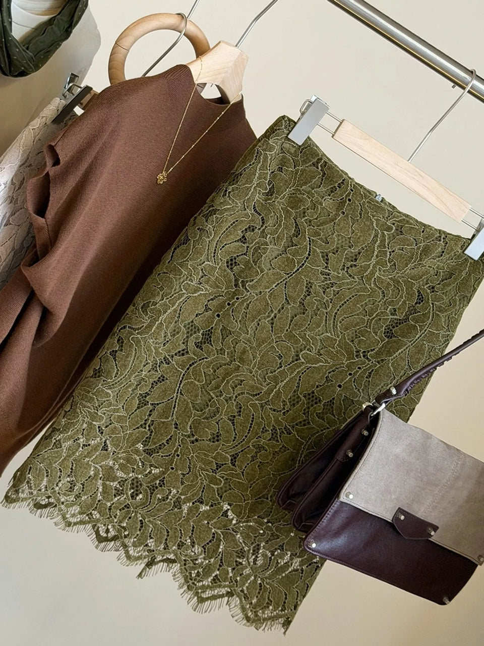 High-Waisted Lace Skirt