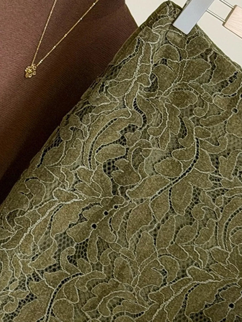High-Waisted Lace Skirt