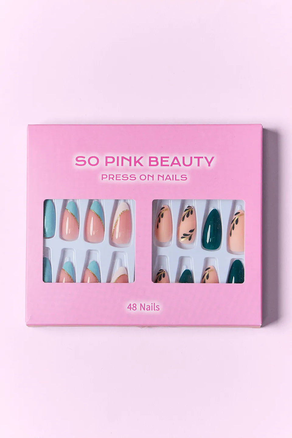 SO PINK BEAUTY Press-On Nails 2-Pack – Marbled Magic, Lover Girl, Dreamy, Heartbreaker