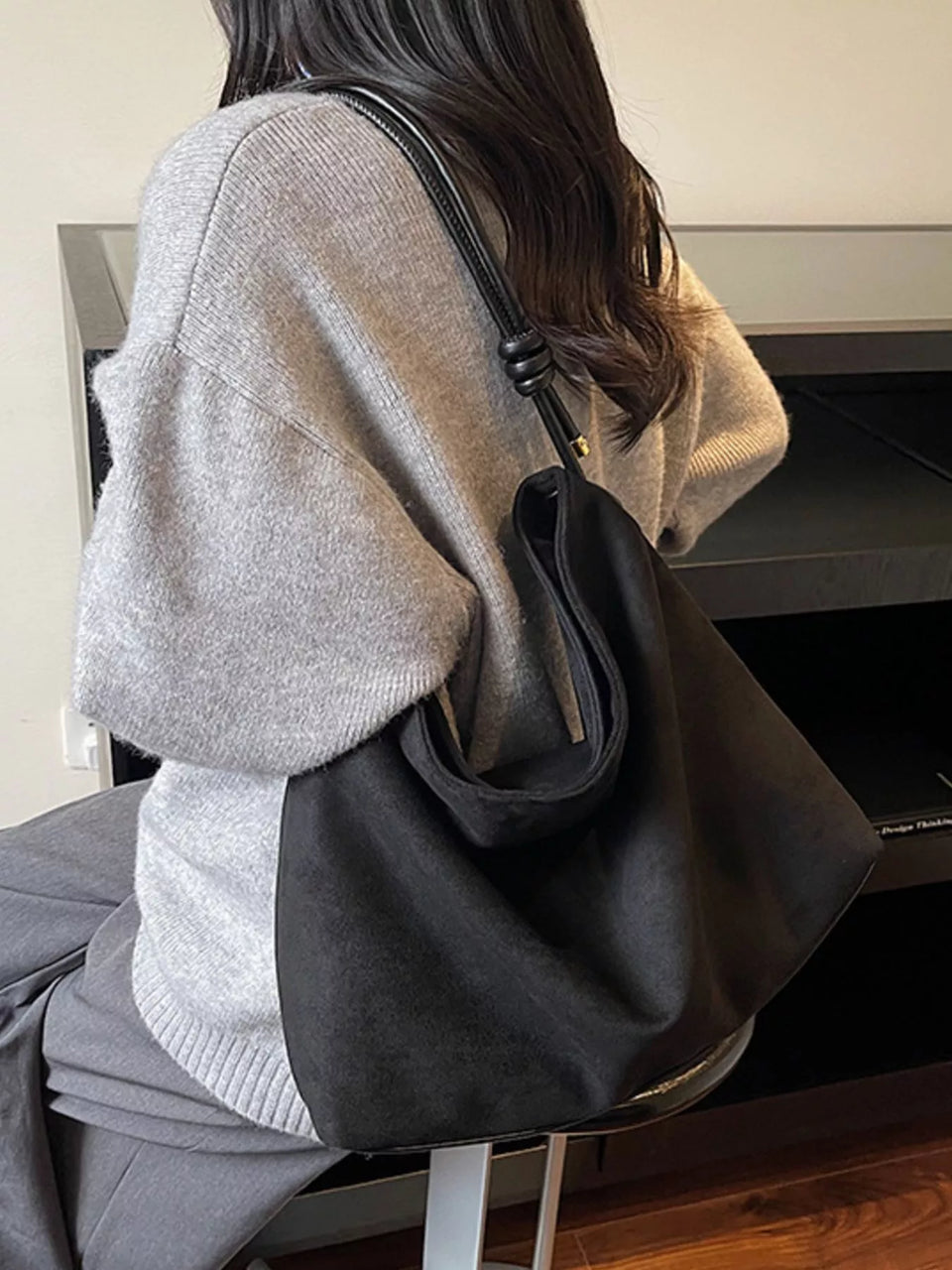 Suede Slouchy Shoulder Bag