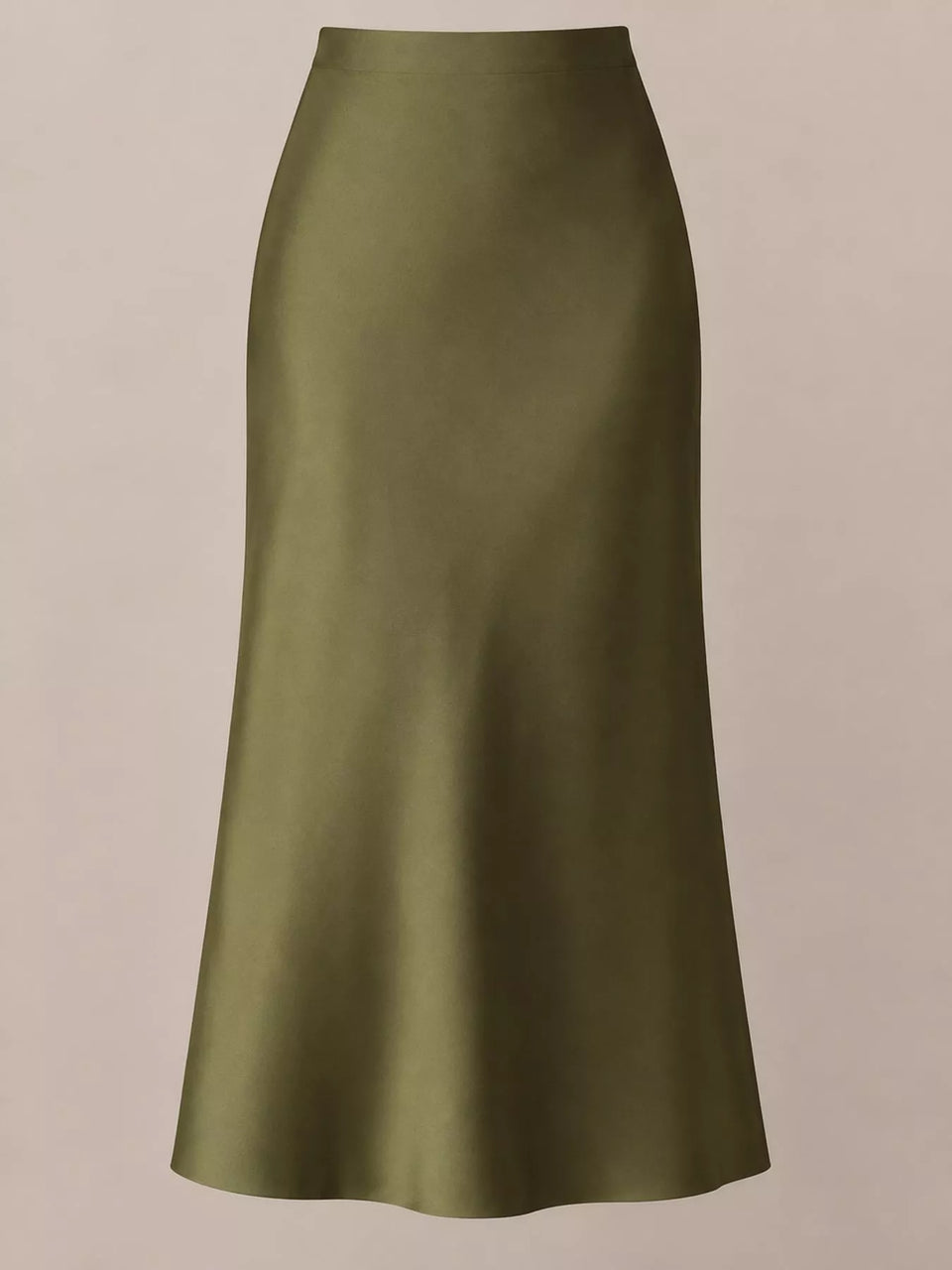 High-Waisted Satin Midi Skirt