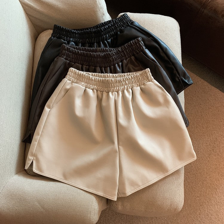 Vida shorts i skinnimitation med hög midja