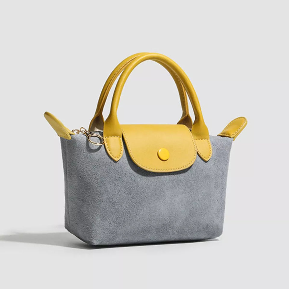 Stylish Two-Tone Suede Crossbody Bag