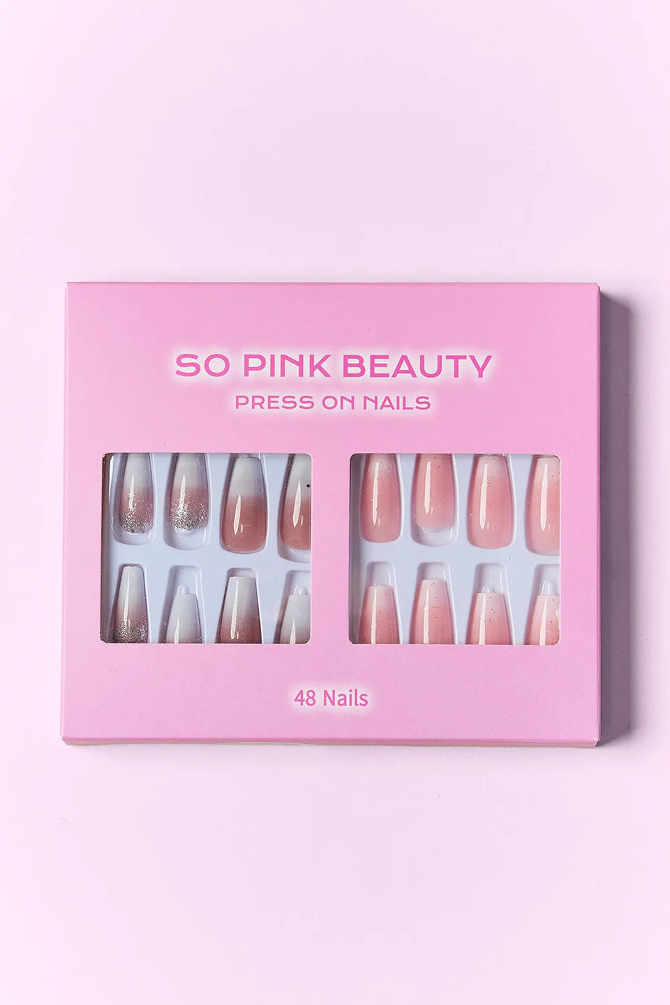 SO PINK BEAUTY Press-On Nails 2-Pack – Marbled Magic, Lover Girl, Dreamy, Heartbreaker