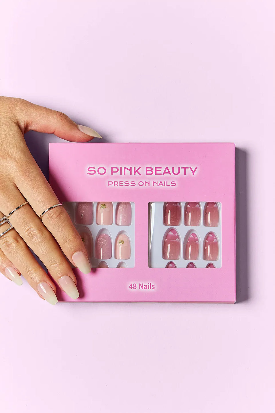 SO PINK BEAUTY Press-On Nails 2-Pack – Maven, Euphoria, Candy Glitz, Pop of Pink, Naturistic