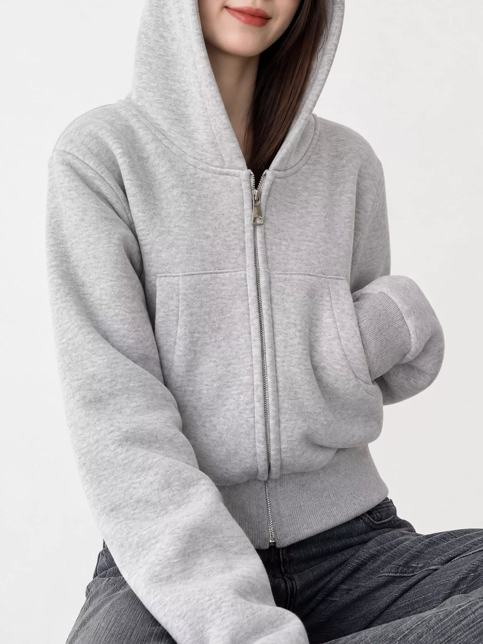 Zip-Up Hoodie with Front Pockets