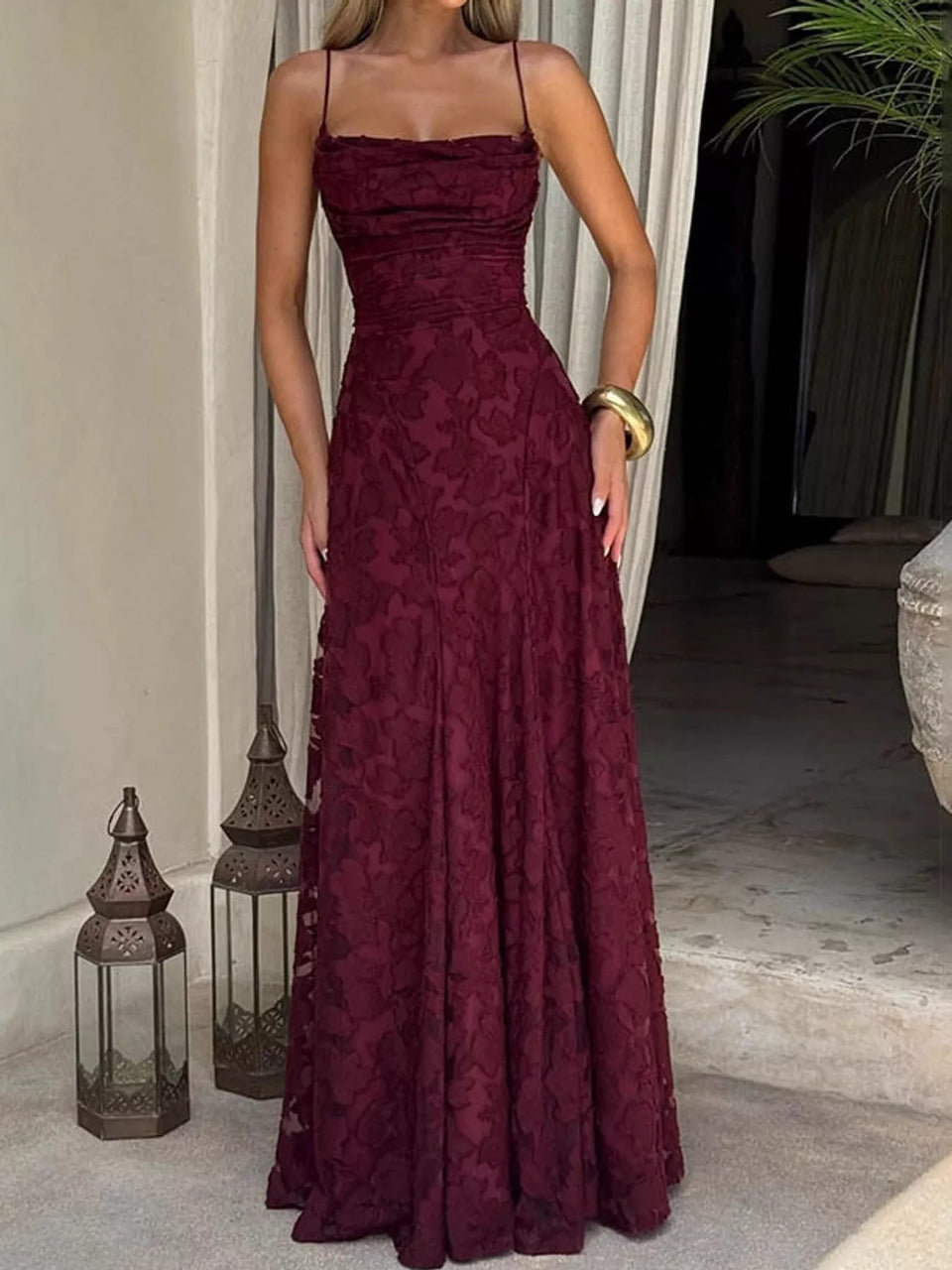 Backless Lace Maxi Dress