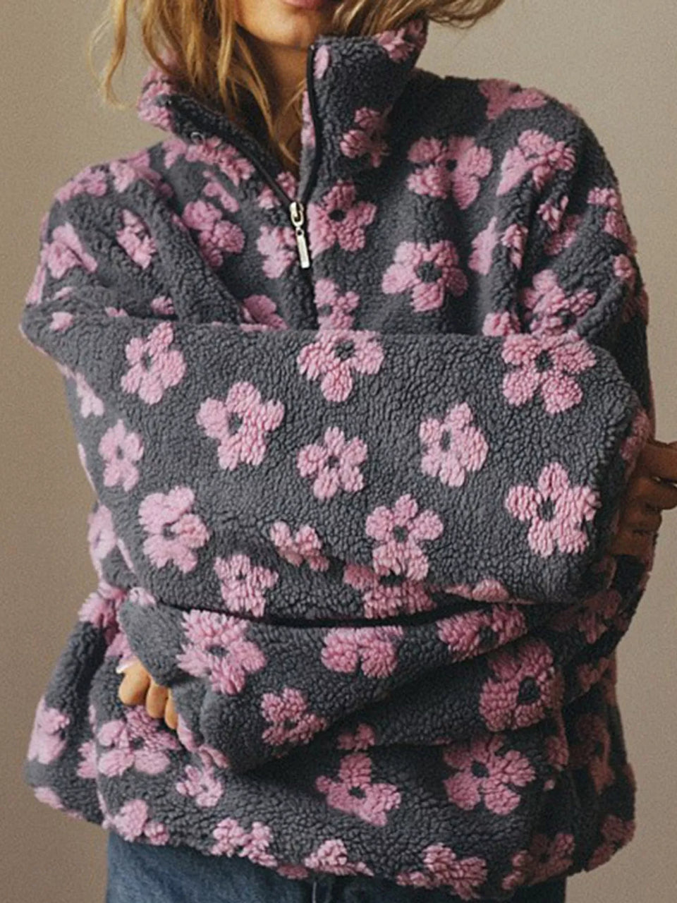 Quarter-Zip Sherpa Sweatshirt