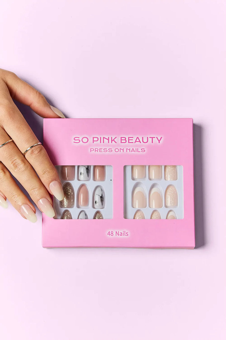 SO PINK BEAUTY Press-On Nails 2-Pack – Maven, Euphoria, Candy Glitz, Pop of Pink, Naturistic