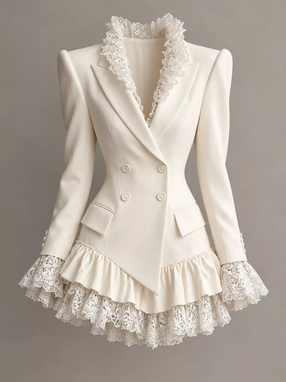 Lace Trim Blazer Dress